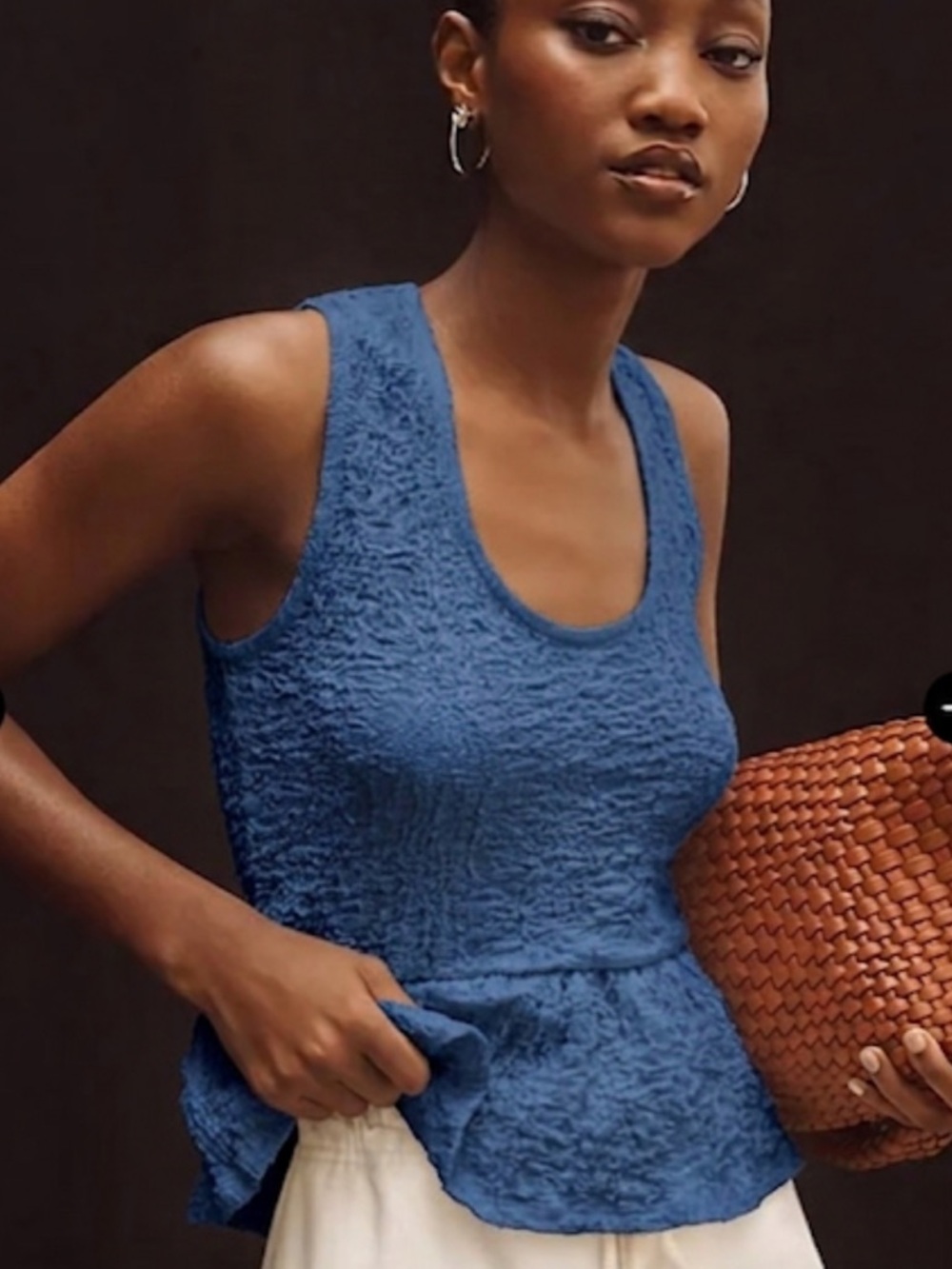 NWT Anthropologie Maeve Textured Peplum Tank Top Size XXS